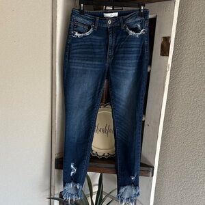 KanCan Dark Blue Distressed Ankle Jeans